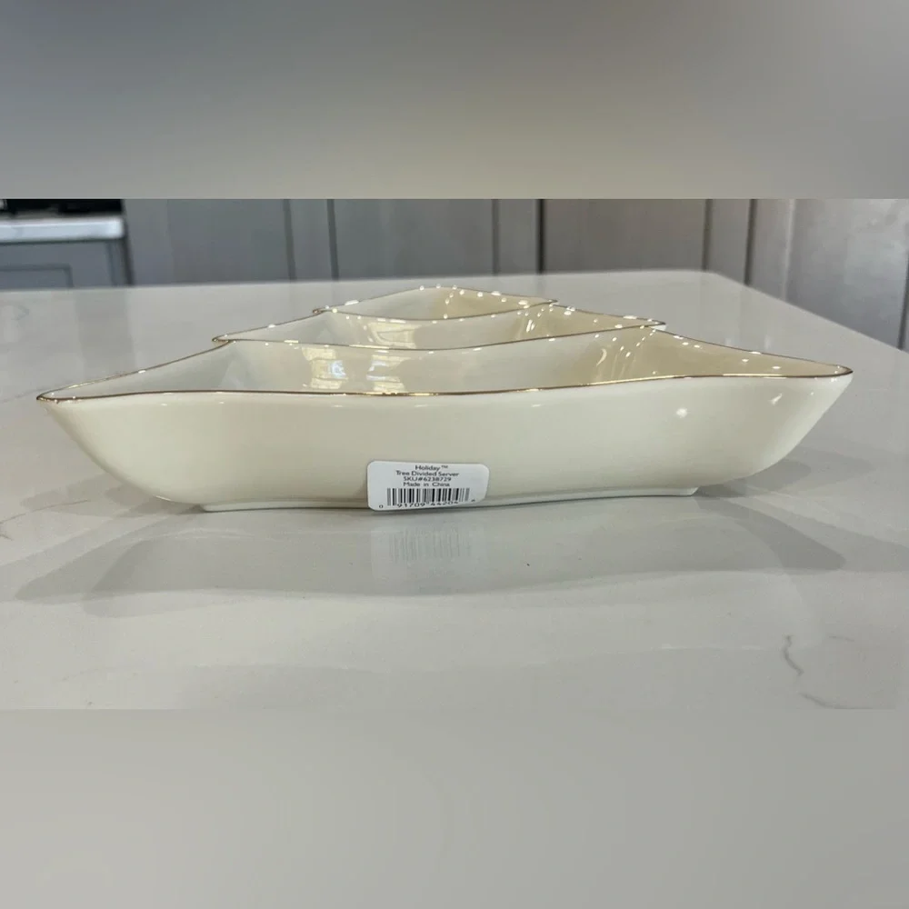 Christmas Serving Dish  Lenox Holiday Tree Divided Server 3 sections. New - Picture 4 of 10